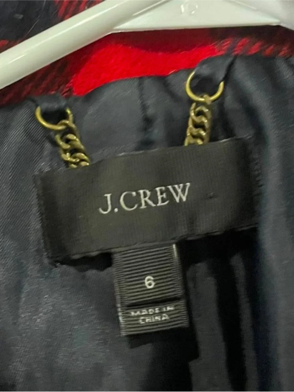 J.Crew Red & Black Buffalo Plaid Double-Breasted Peacoat Jacket Size 6